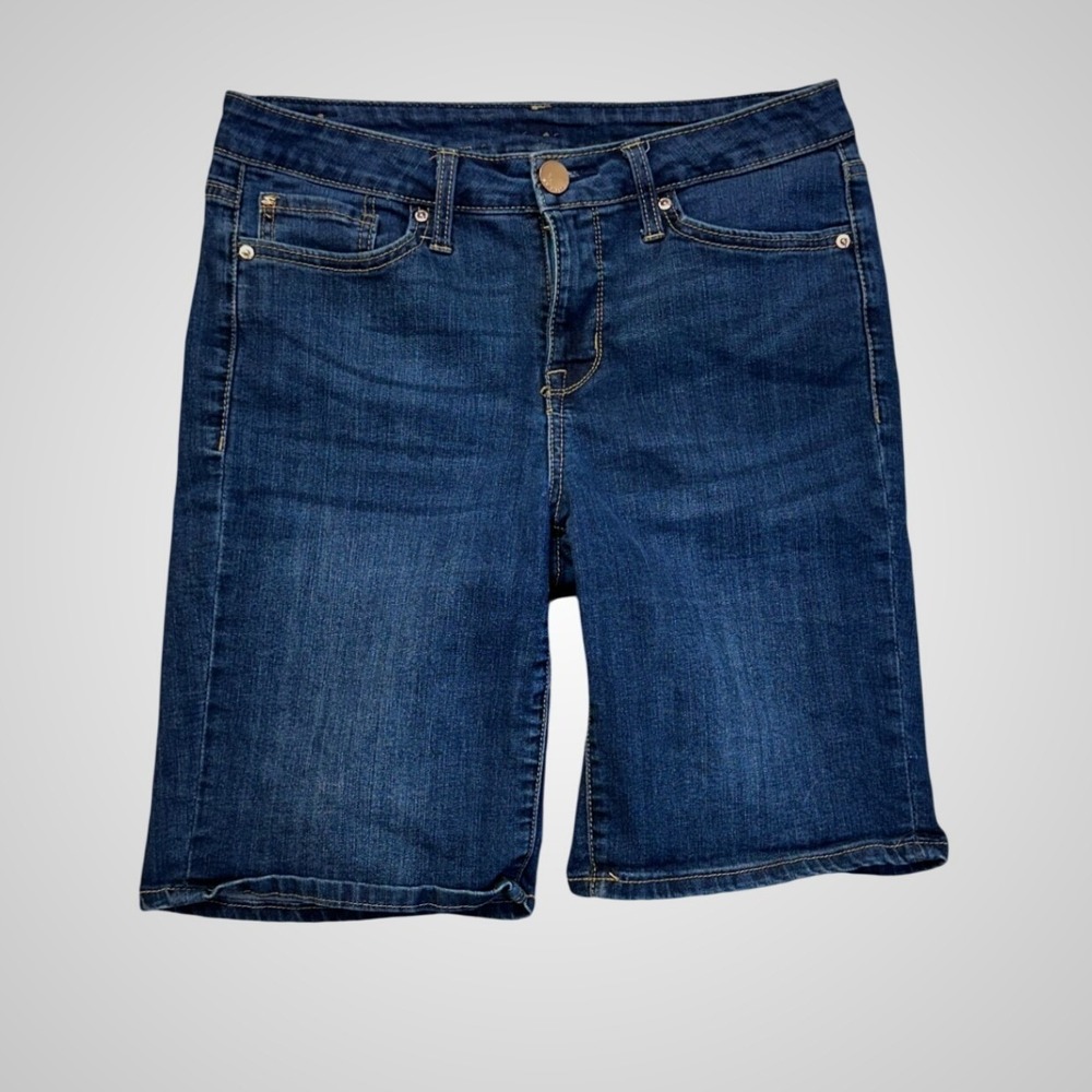Seven7 Denim Shorts Women Size 8 Torino Blue Excellent Stretch Bermuda